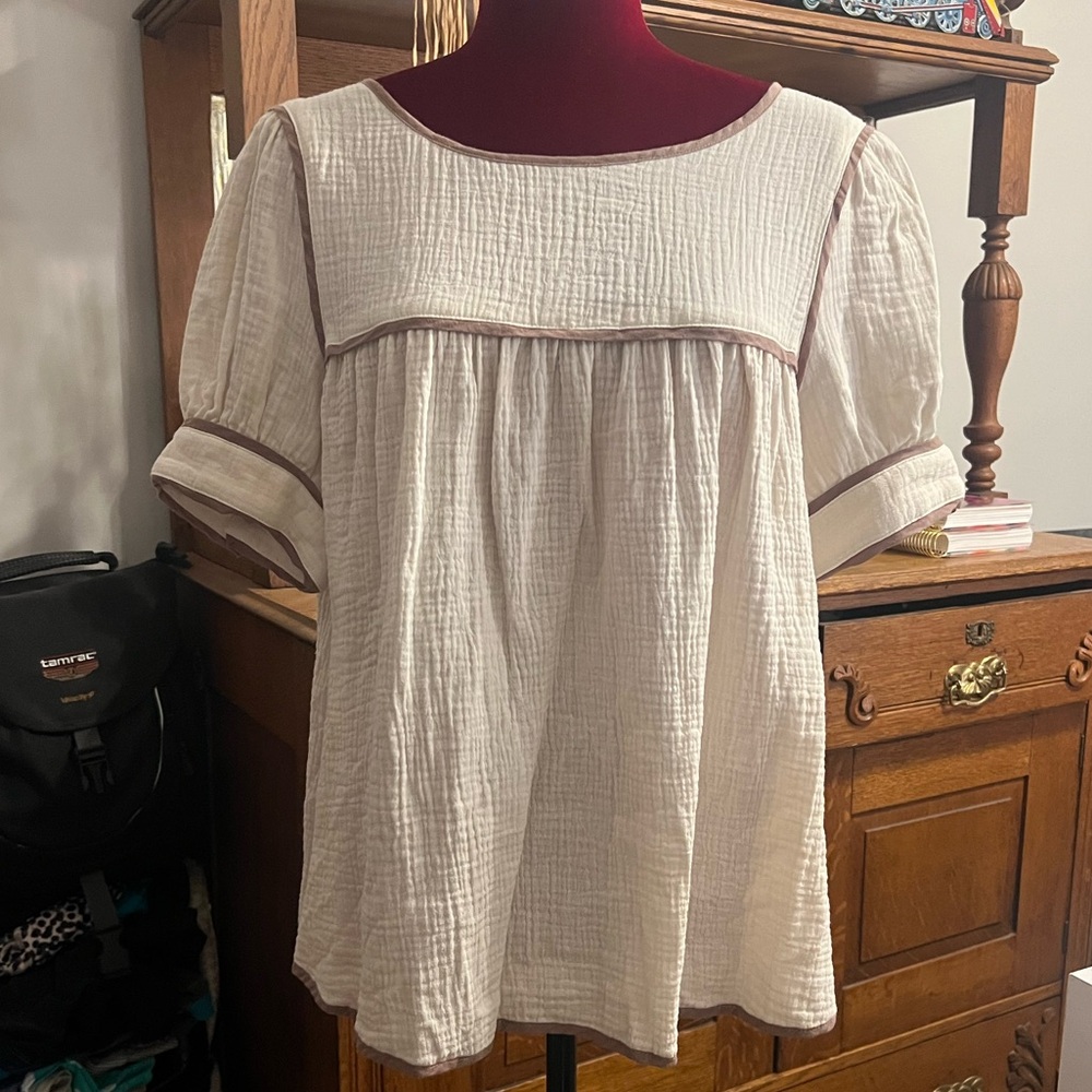 Roolee Cream Babydoll Top